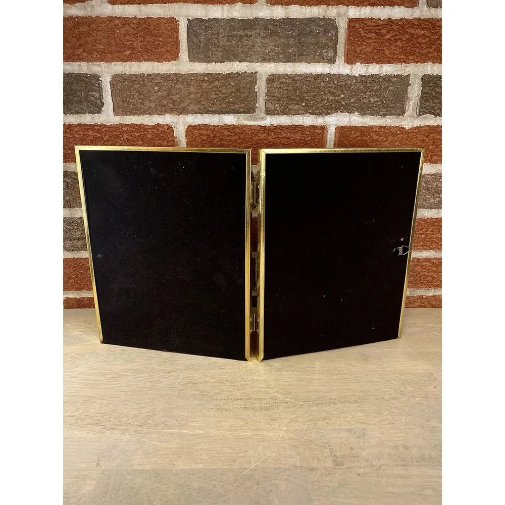 Vintage Mid-Century Solid Brass Bifold Picture Frame‎ Gold 8x10  Modern Heritage